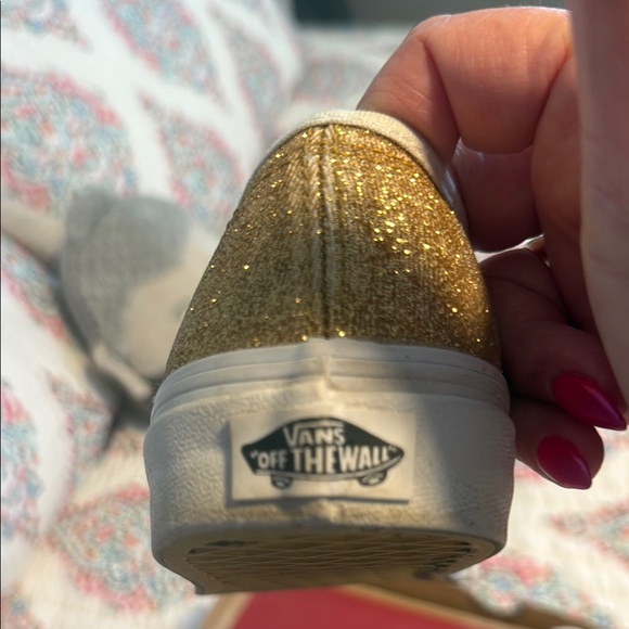 Vans Gold and White Sneakers Shimmering Canvas Low-Top - Picture 2 of 10